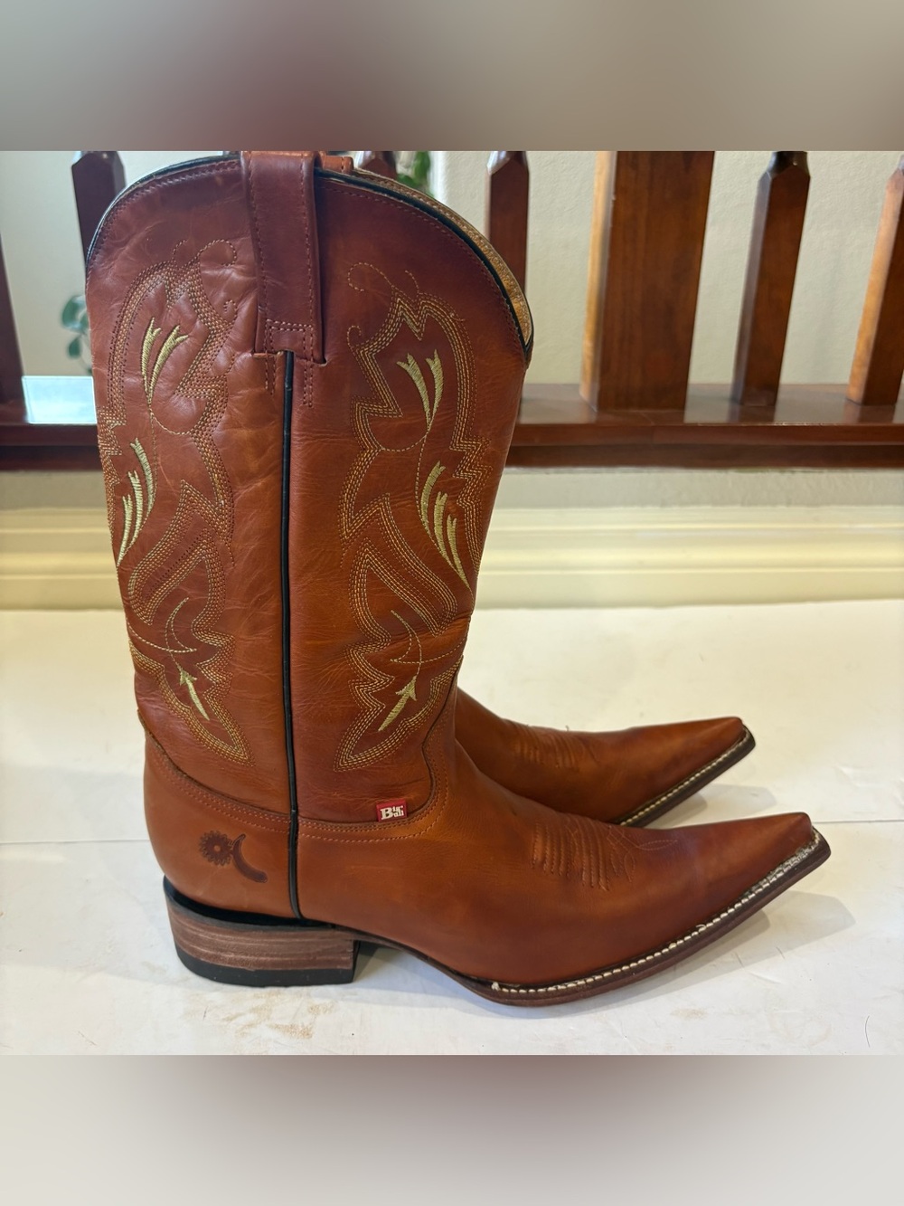 Big Bull Cowboy Boots Brown Leather Western Snip Toe Made in Mexico Men’s 8